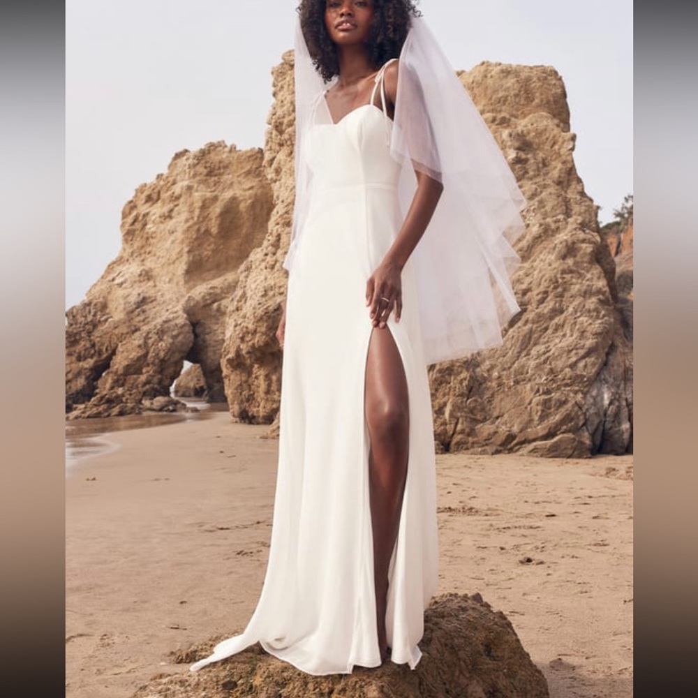 Lulus White Tie-Strap Maxi Dress with Slit